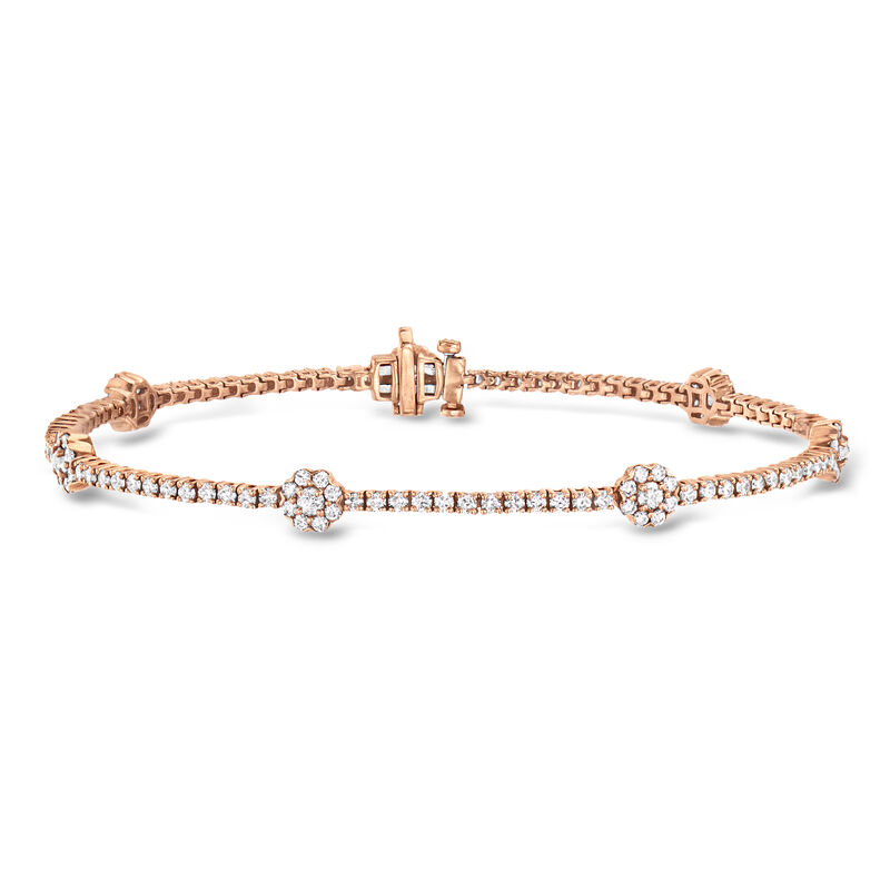 C. 2000 Vintage 2.59 ct. t.w. Diamond Flower Bracelet in 14kt Rose Gold. 7.25" image number 0