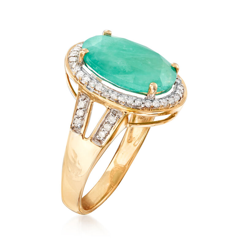 4.20 Carat Emerald Ring with .24 ct. t.w. Diamonds in 14kt Yellow Gold image number 2