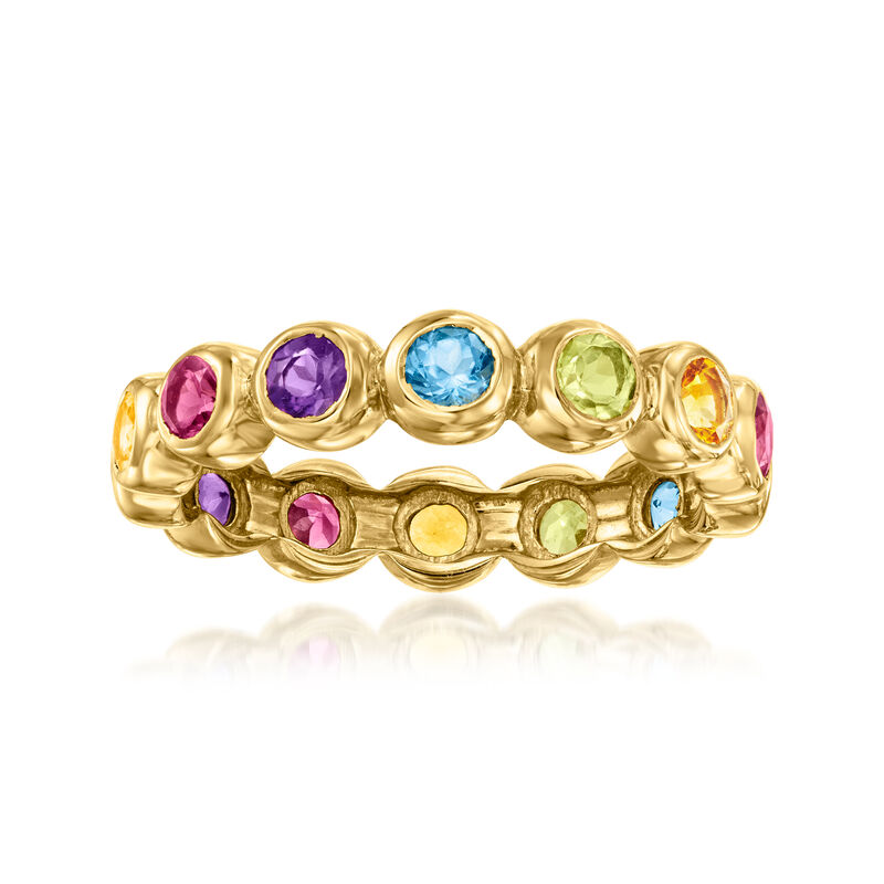 1.10 ct. t.w. Multi-Gemstone Eternity Band in 18kt Gold Over Sterling image number 0