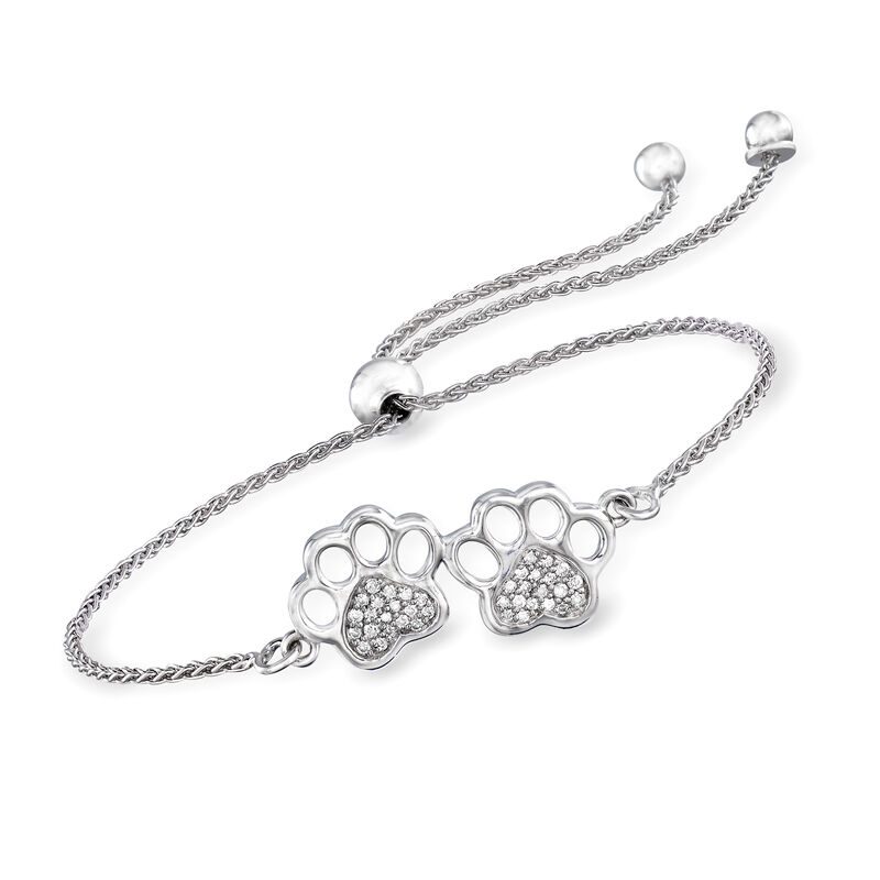 .15 ct. t.w. Diamond Paw Print Bolo Bracelet in Sterling Silver image number 0