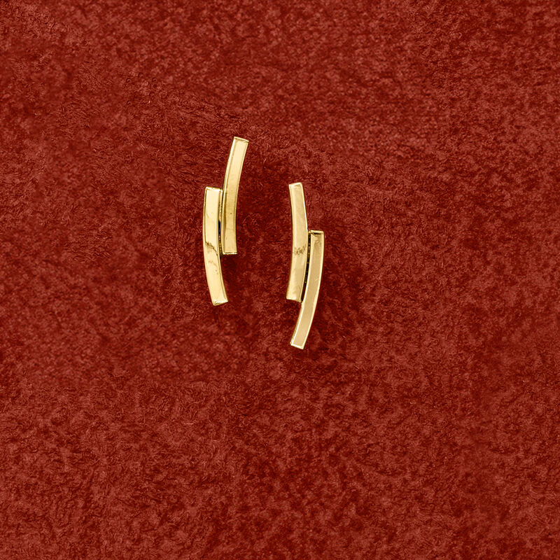 14kt Yellow Gold Mini Double-Curve Ear Climbers image number 1
