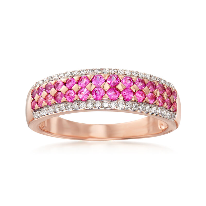 .50 ct. t.w. Pink Sapphire Ring with .12 ct. t.w. Diamonds in 14kt Rose Gold image number 0