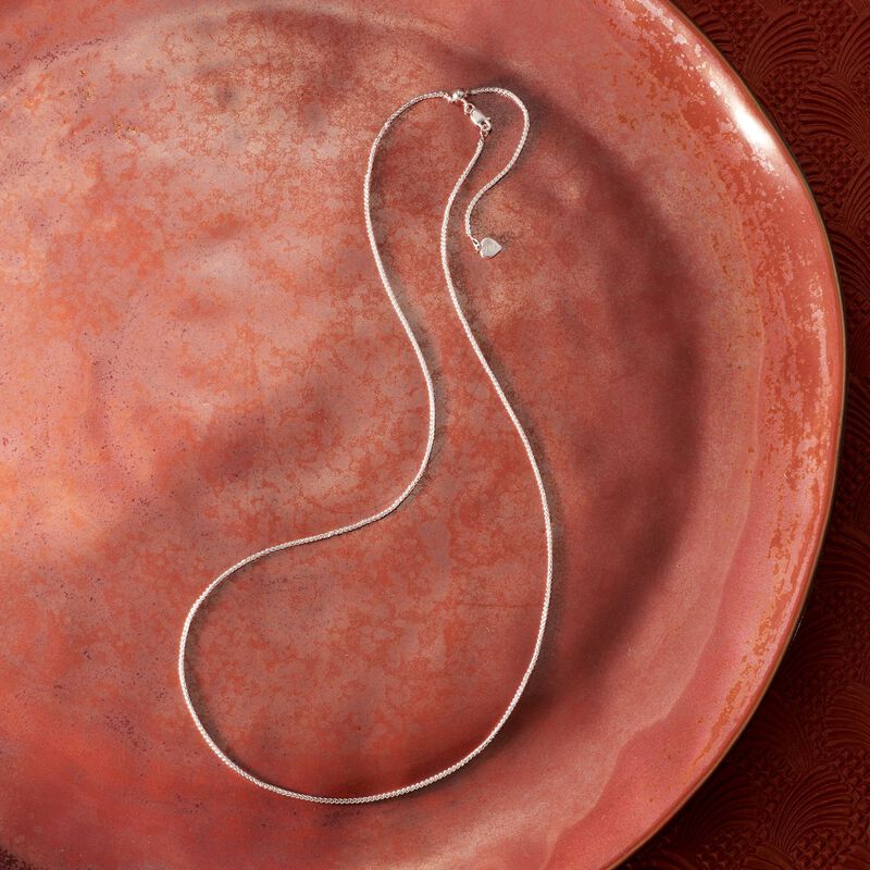 Italian 1mm Sterling Silver Adjustable Wheat-Chain Necklace image number 3