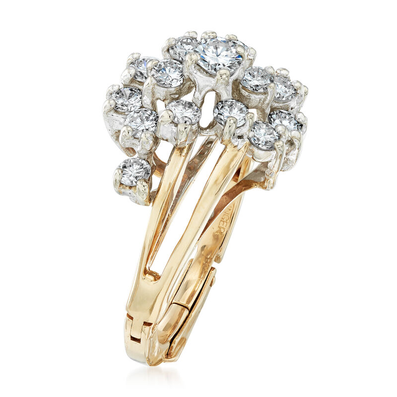 C. 1980 Vintage 1.00 ct. t.w. Diamond Cluster Ring in 14kt Yellow Gold image number 2