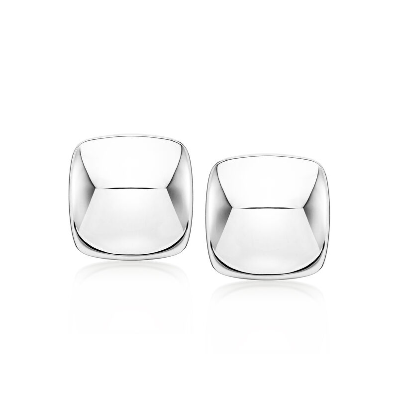 Sterling Silver Square Clip-On Earrings image number 0