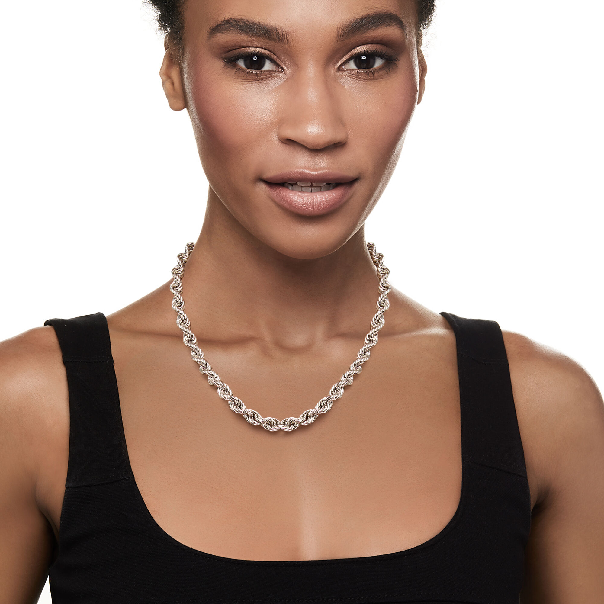 8mm Sterling Silver Rope Chain Necklace
