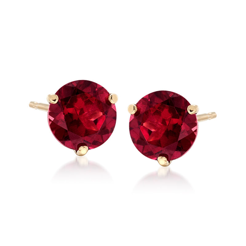 3.30 ct. t.w. Rhodolite Garnet Stud Earrings in 14kt Yellow Gold image number 0
