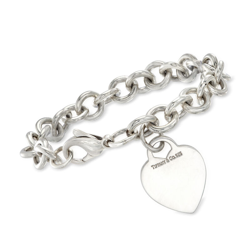 C. 1990 Vintage Tiffany Jewelry Sterling Silver Heart Charm Bracelet image number 0