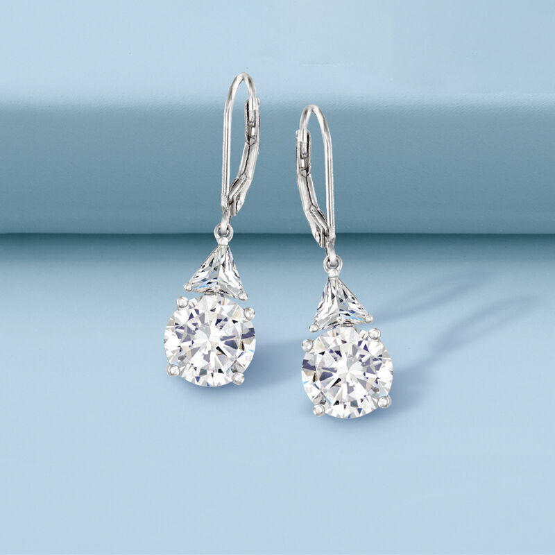 6.72 ct. t.w. CZ Drop Earrings in Sterling Silver image number 2