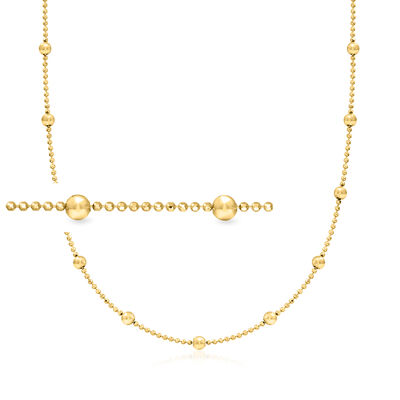 Italian 18kt Gold Over Sterling Bead Station Necklace