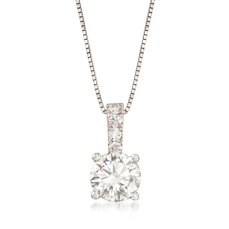 1.05 ct. t.w. Diamond Pendant Necklace in 14kt White Gold. 18&quot; image number 1