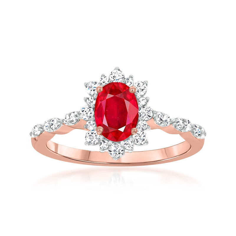 .80 Carat Ruby and .34 ct. t.w. Diamond Ring in 14kt Rose Gold. Size 8 image number 0