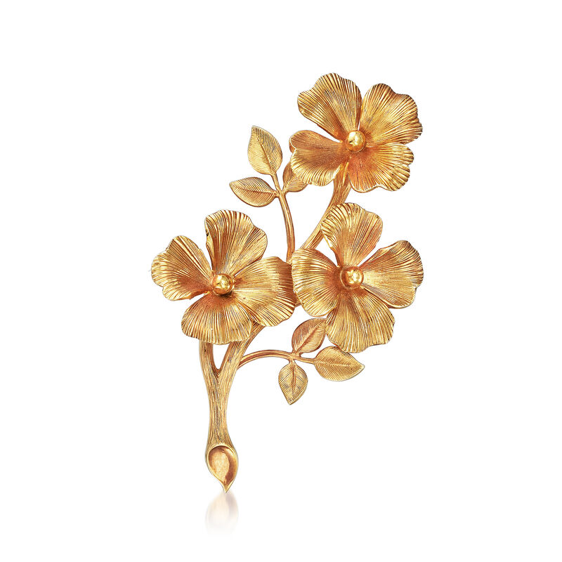 C. 1970 Vintage Tiffany Jewelry Flower Pin in 14kt Yellow Gold image number 0