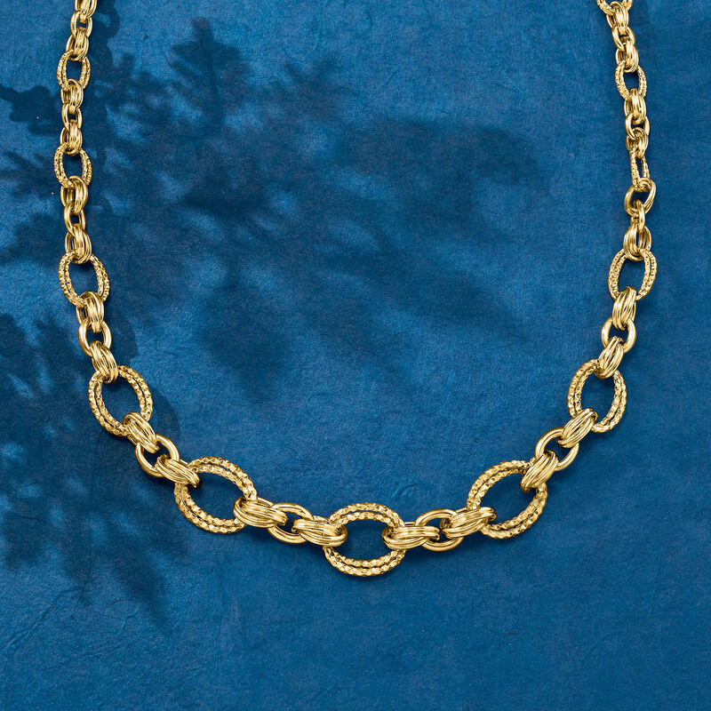 14kt Yellow Gold Double-Oval Link Necklace image number 3