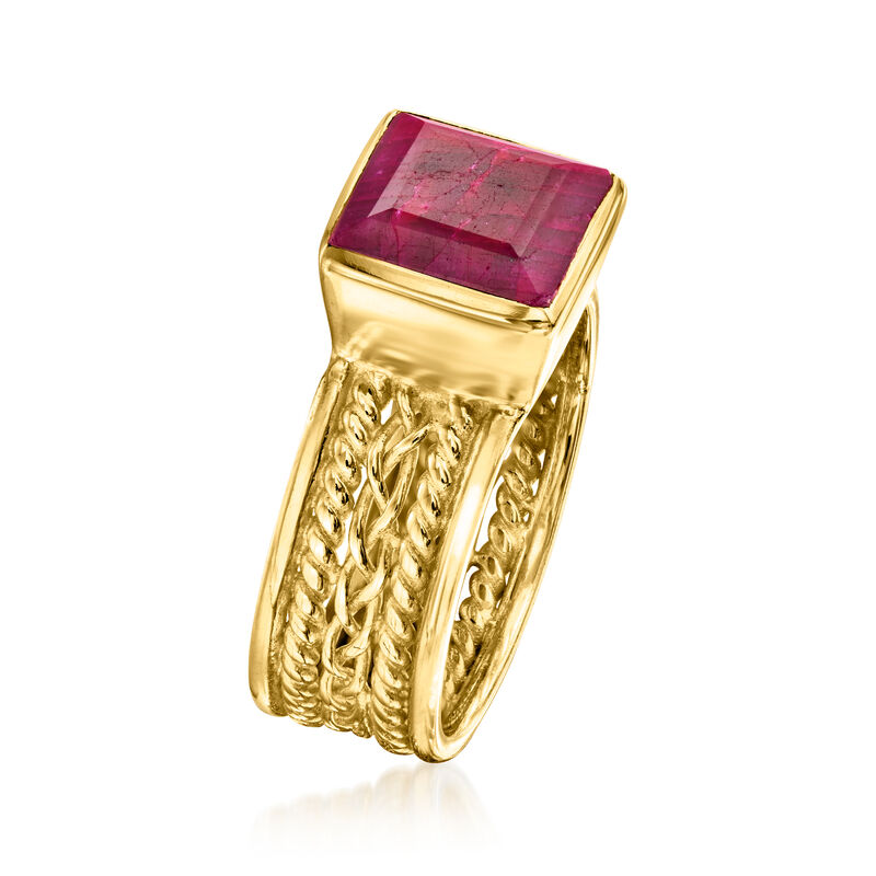 3.30 Carat Ruby Etruscan-Style Ring in 18kt Gold Over Sterling image number 2
