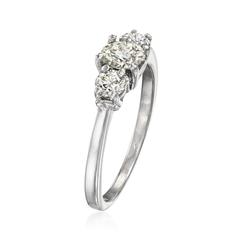 C. 2000 Vintage .85 ct. t.w. Diamond Three-Stone Ring in 14kt White Gold. Size 6.5 image number 2