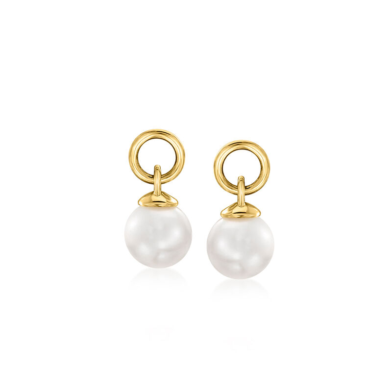 4-4.5mm Cultured Pearl Single Hoop Charm in 14kt Yellow Gold  image number 2