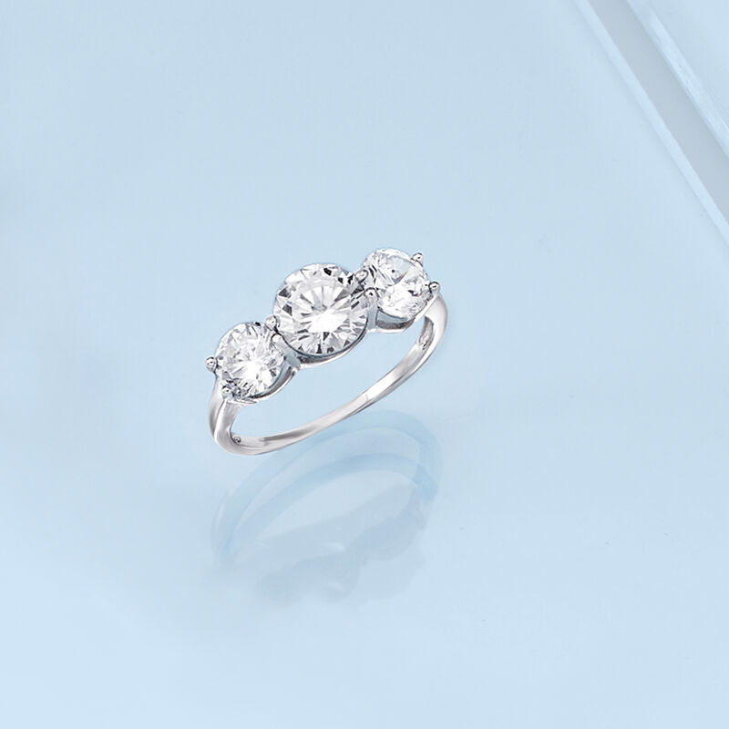 3.00 ct. t.w. CZ Three-Stone Ring in Sterling Silver image number 3