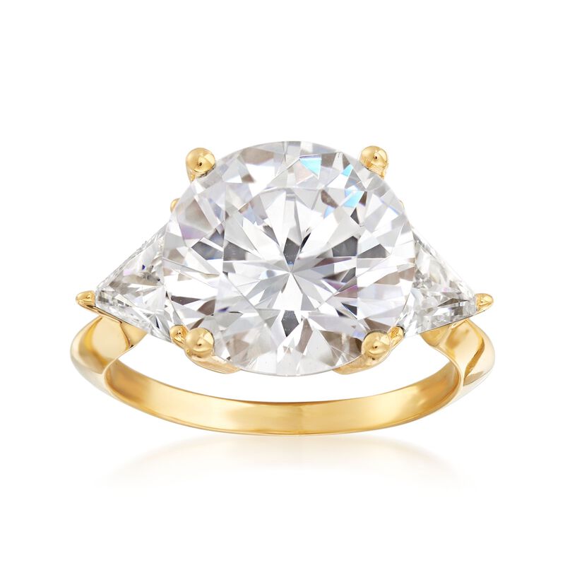 7.50 ct. t.w. Round and Trillion-Cut CZ Ring in 18kt Gold Over Sterling. Size 9 image number 0