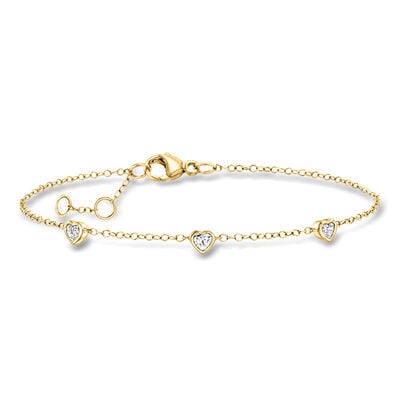 .25 ct. t.w. Heart-Shaped Lab-Grown Diamond Station Bracelet in 14kt Yellow Gold
