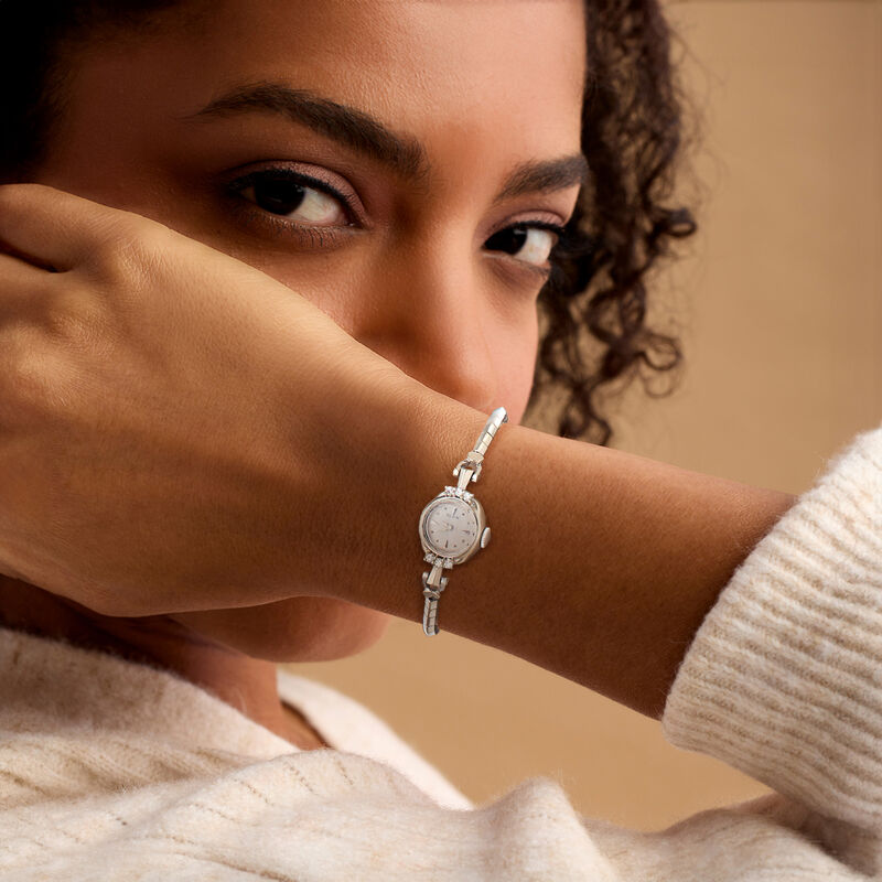 C. 1960 Vintage Elgin Women's .25 ct. t.w. Diamond Watch in 14kt White Gold. Size 6.25 image number 1