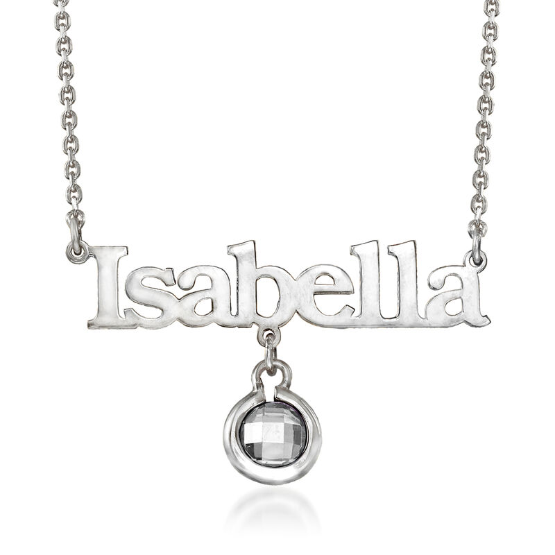 Apr/Diamond - Birthstone Name Necklace in Sterling Silver. 18&quot; image number 0