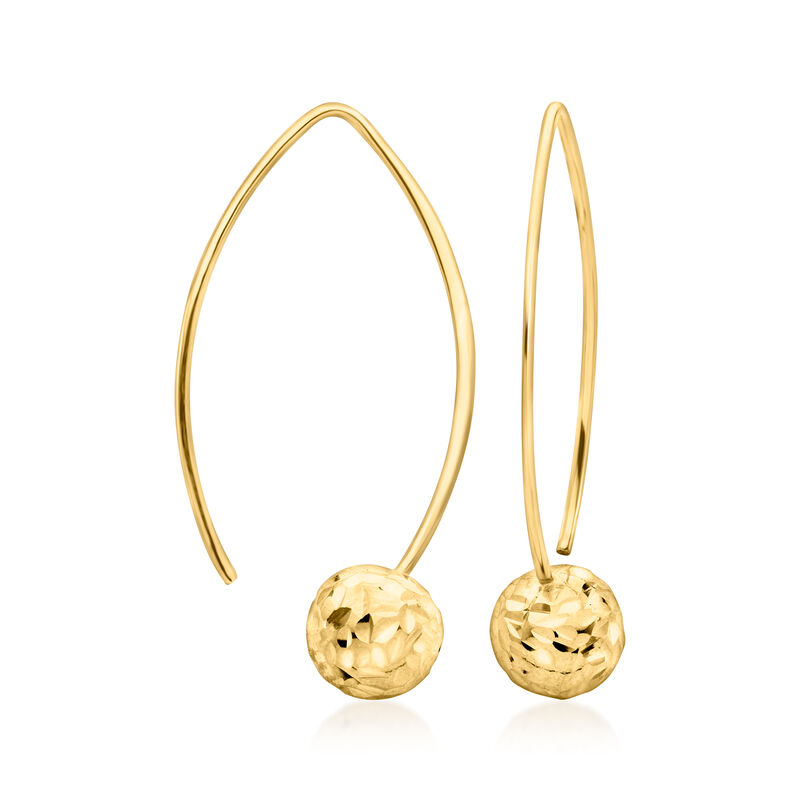 Italian 18kt Gold Over Sterling Diamond-Cut Ball Drop Earrings  image number 2