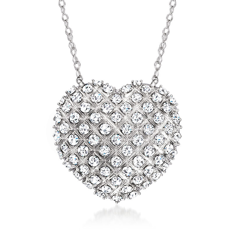 2.00 ct. t.w. Diamond Domed Heart Necklace in  Sterling Silver image number 0