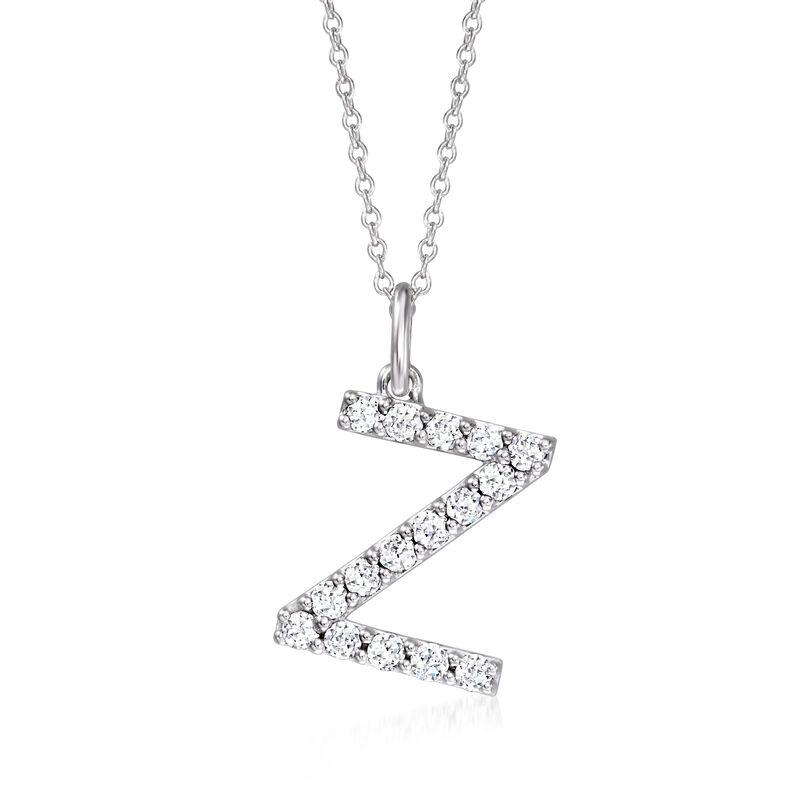 Lab-Grown Diamond Initial Pendant Necklace in Sterling Silver image number 1