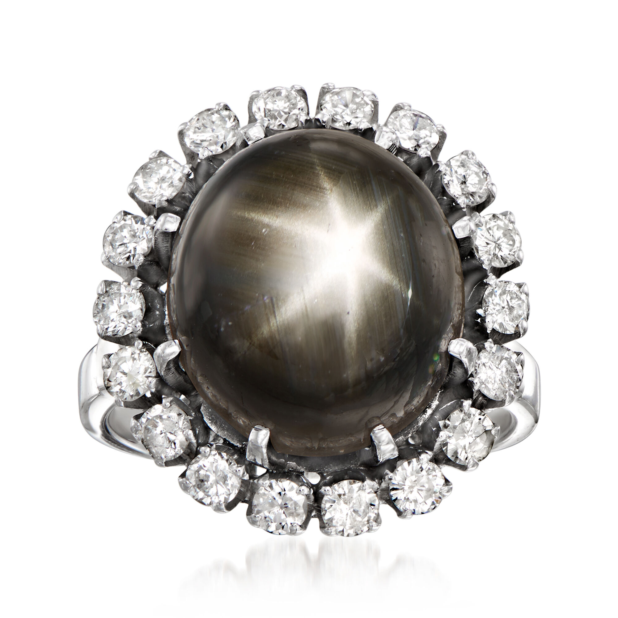 C. 1970 Vintage 10.00 Carat Black Star Sapphire Ring with