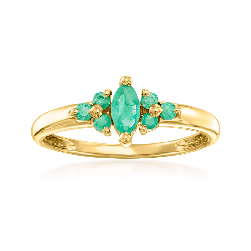 C. 1980 Vintage .43 ct. t.w. Emerald Ring in 18kt Yellow Gold. Size 6.5 image number 0