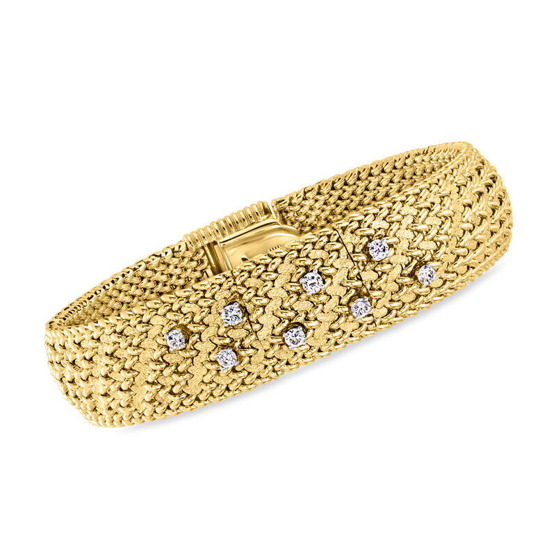 C. 1960 Vintage Torre Vincent Women's 14kt Yellow Gold Watch Bracelet with .55 ct. t.w. Diamonds. Size 7.5 image number 2