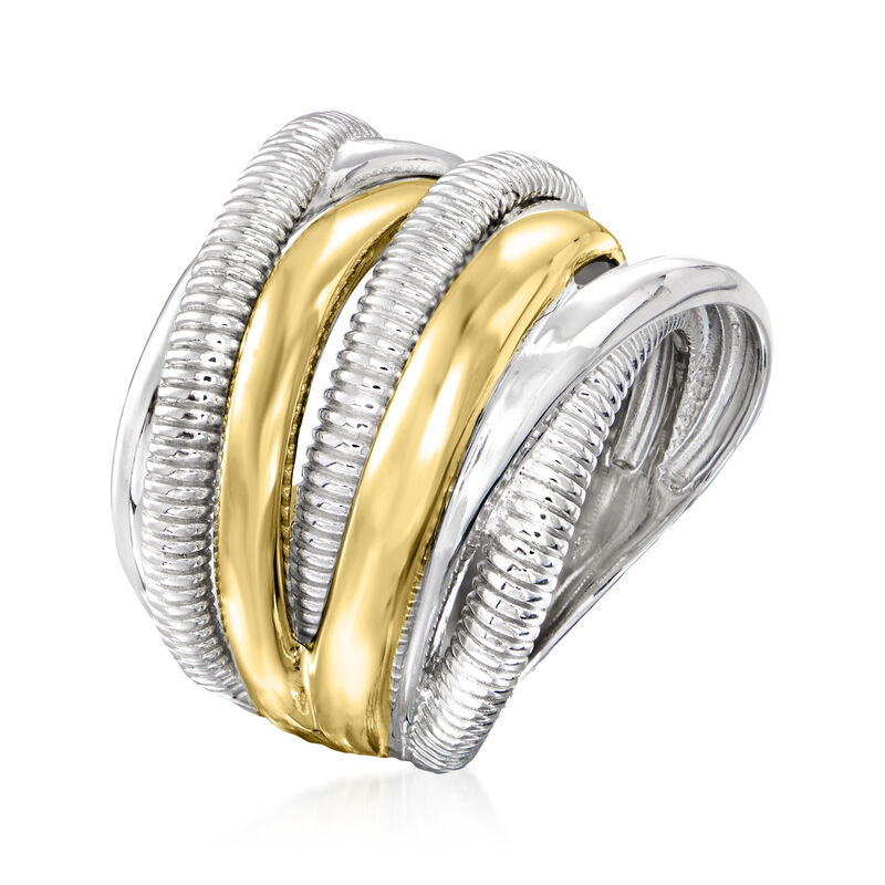 Judith Ripka "Eternity" Sterling Silver and 18kt Yellow Gold Seven-Band Highway Ring image number 2