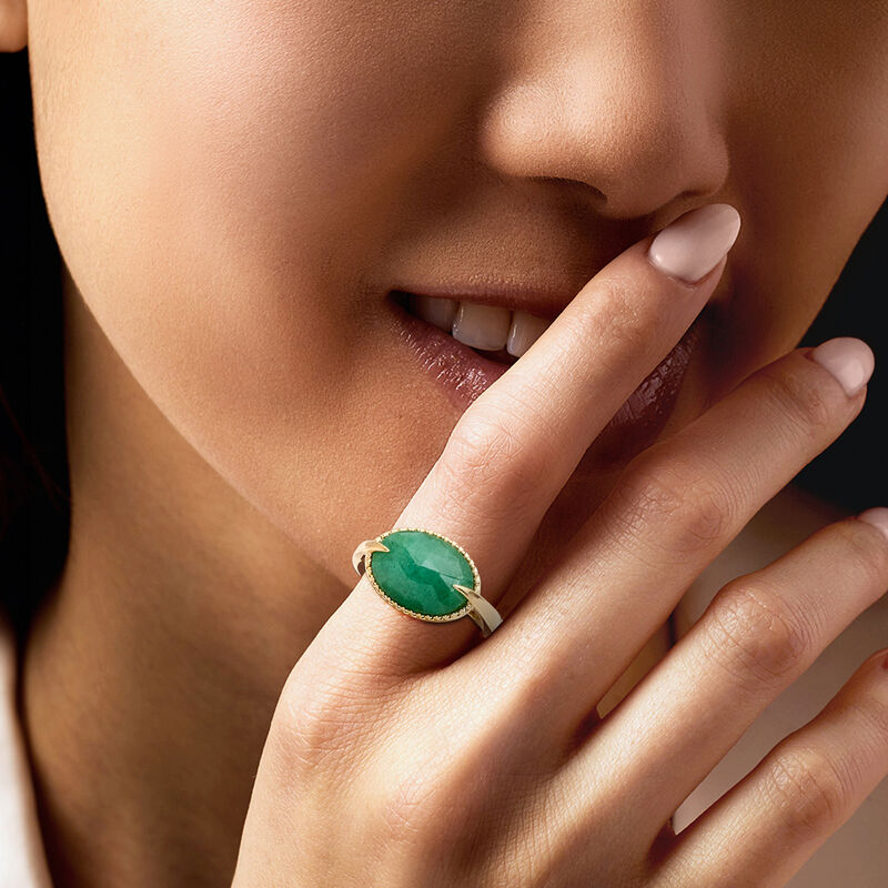 5.00 Carat Emerald Ring in 18kt Gold Over Sterling. Size 8 image number 1