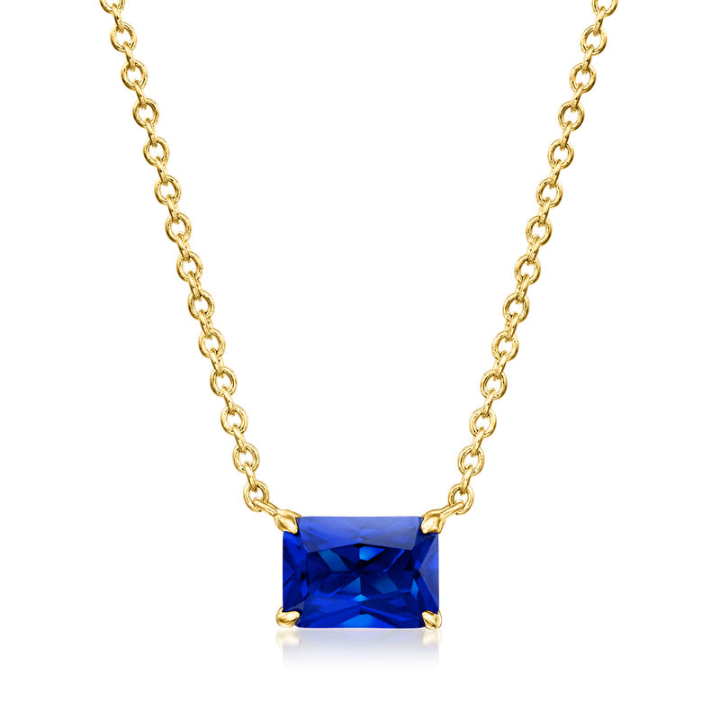 .90 Carat Lab-Grown Sapphire Necklace. 16&quot; image number 1