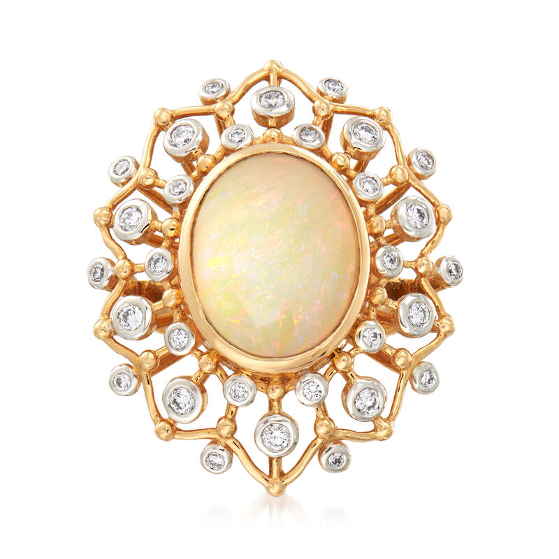 Opal and .60 ct. t.w. Diamond Cocktail Ring in  18kt Yellow Gold. Size 7 image number 0