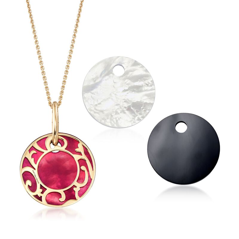 Mattioli &quot;Siriana&quot; 18kt Yellow Gold Pendant Necklace with Three Interchangeable Pendants: 18kt Gold and Multi-Stone. 16.75&quot; image number 1