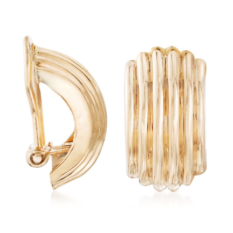 14kt Yellow Gold Curved Clip-On Earrings image number 2