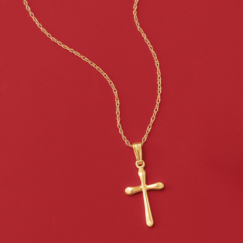 Child's 14kt Yellow Gold Cross Necklace. 15&quot; image number 2