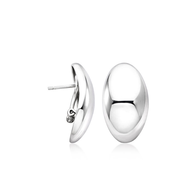 Italian Sterling Silver Oval Dome Earrings image number 2