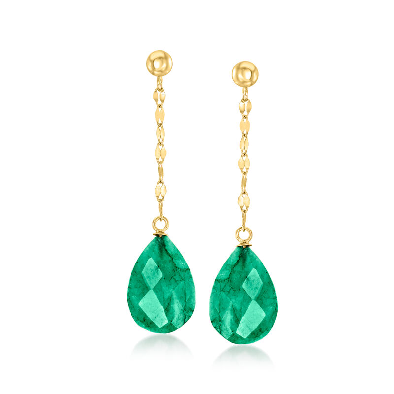 11.00 ct. t.w. Emerald Drop Earrings in 14kt Yellow Gold  image number 0