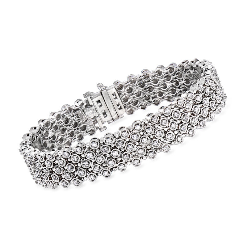 C. 1990 Vintage 5.50 ct. t.w. Diamond Multi-Row Bracelet in 14kt White Gold. 7&quot; image number 0
