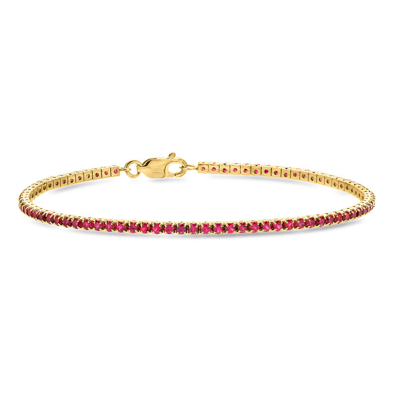 3.20 ct. t.w. Lab-Grown Ruby Tennis Bracelet in 18kt Gold Over Sterling image number 0