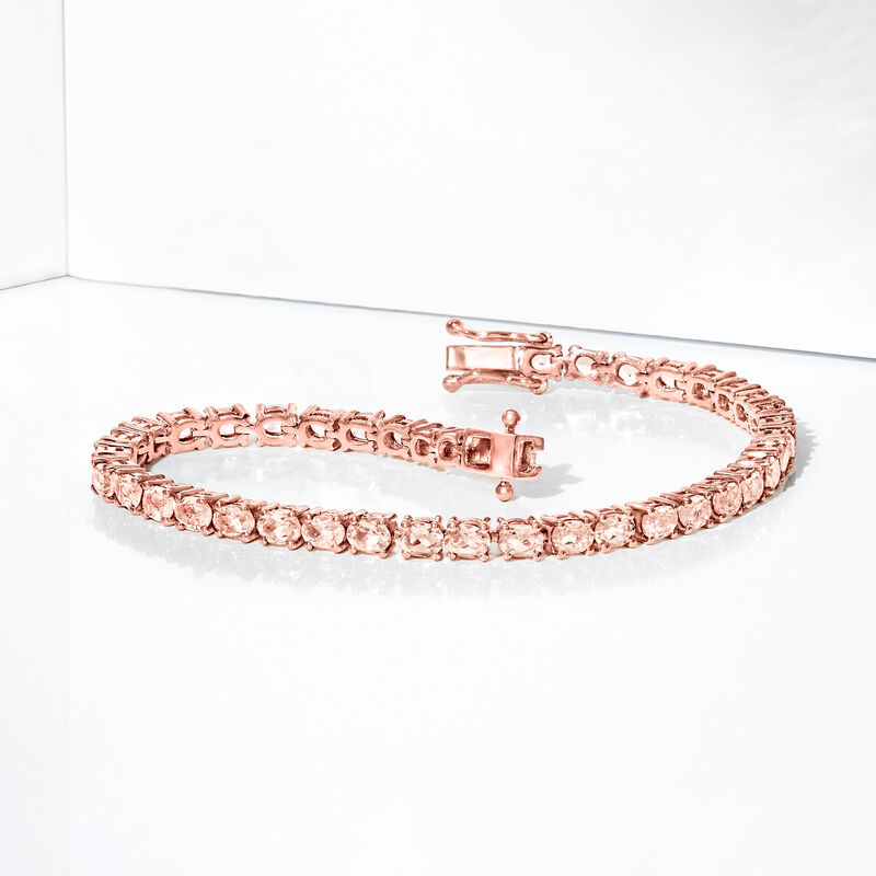 5.50 ct. t.w. Morganite Tennis Bracelet in 14kt Rose Gold Over Sterling image number 4