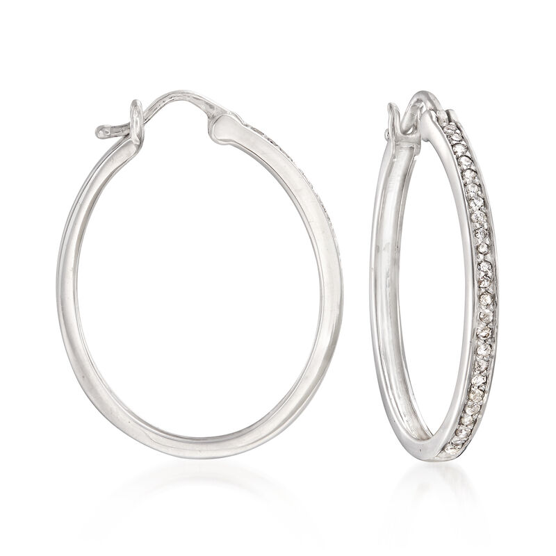 .25 ct. t.w. Diamond Hoop Earrings in Sterling Silver. 1&quot; image number 0