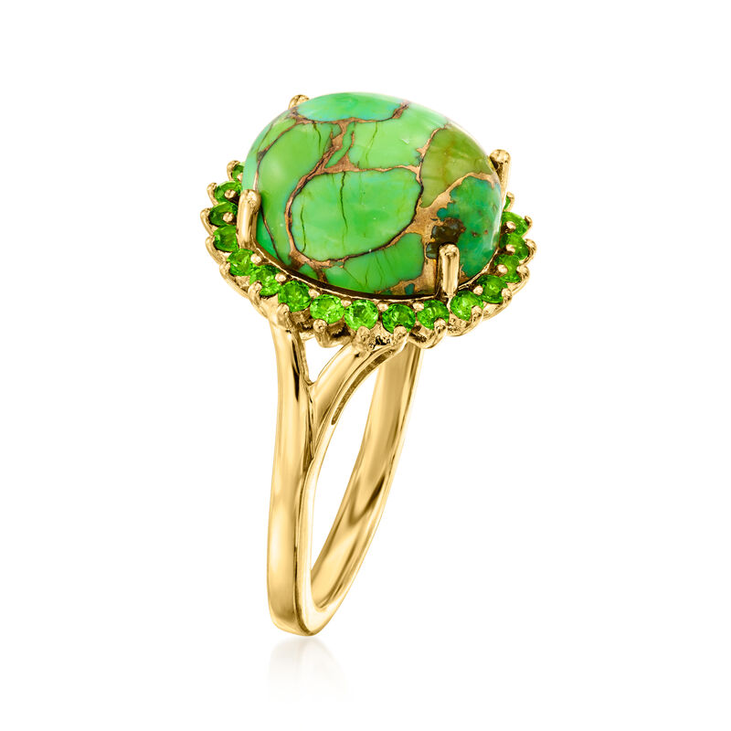 Green Turquoise Ring with .30 ct. t.w. Chrome Diopsides in 18kt Gold Over Sterling image number 2