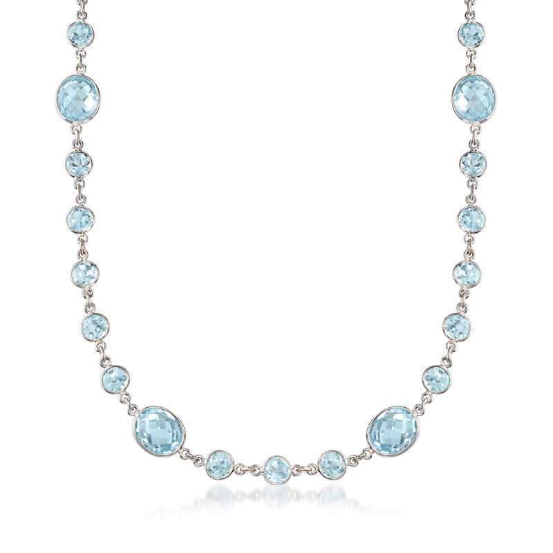 55.00 ct. t.w. Bezel-Set Sky Blue Topaz Necklace in Sterling Silver image number 0