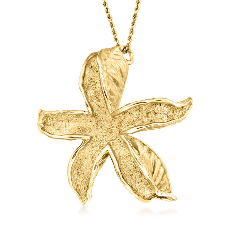 C. 1980 Vintage 18kt and 14kt Yellow Gold Starfish Pendant Necklace image number 2