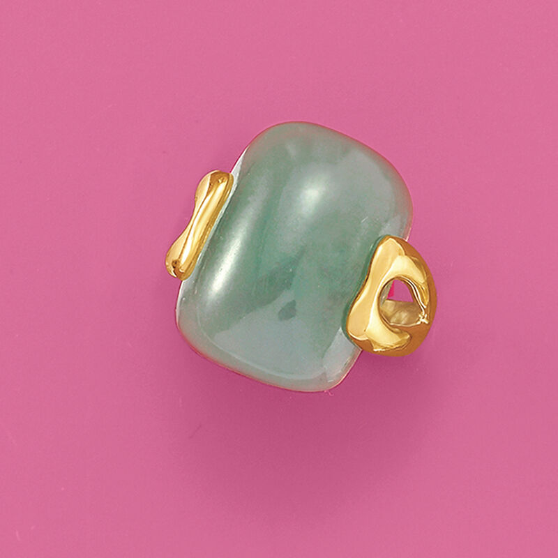 Rectangular Green Jade Ring in 14kt Yellow Gold image number 4