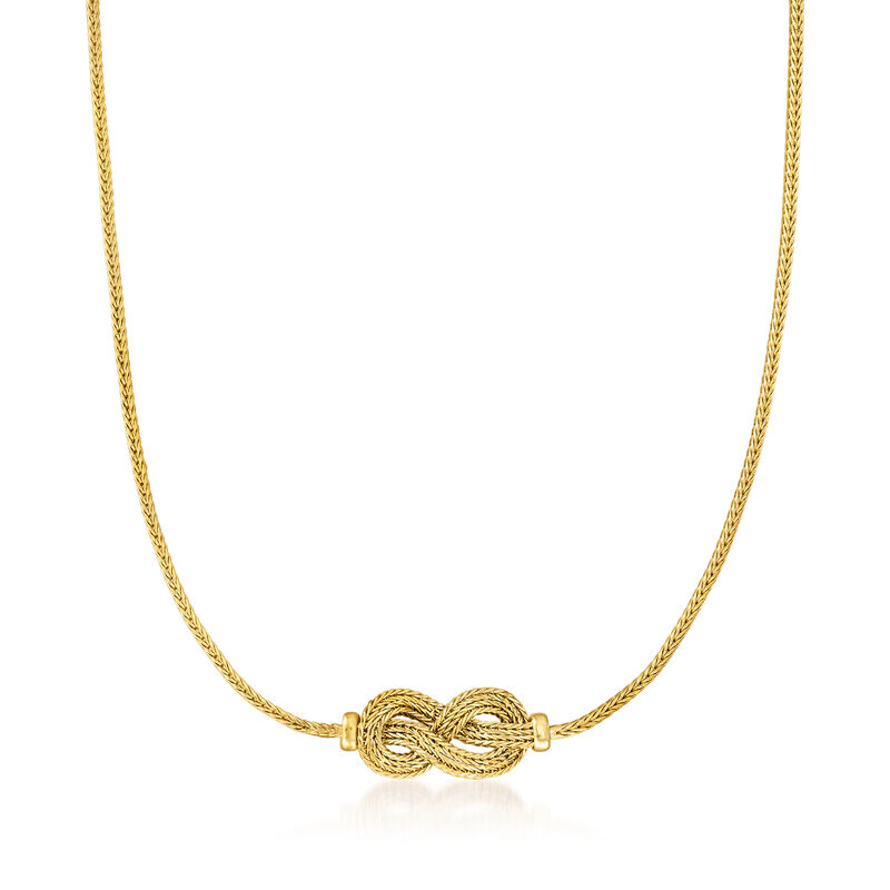 Italian 18kt Gold Over Sterling Knot Wheat Chain Necklace. 18" image number 0